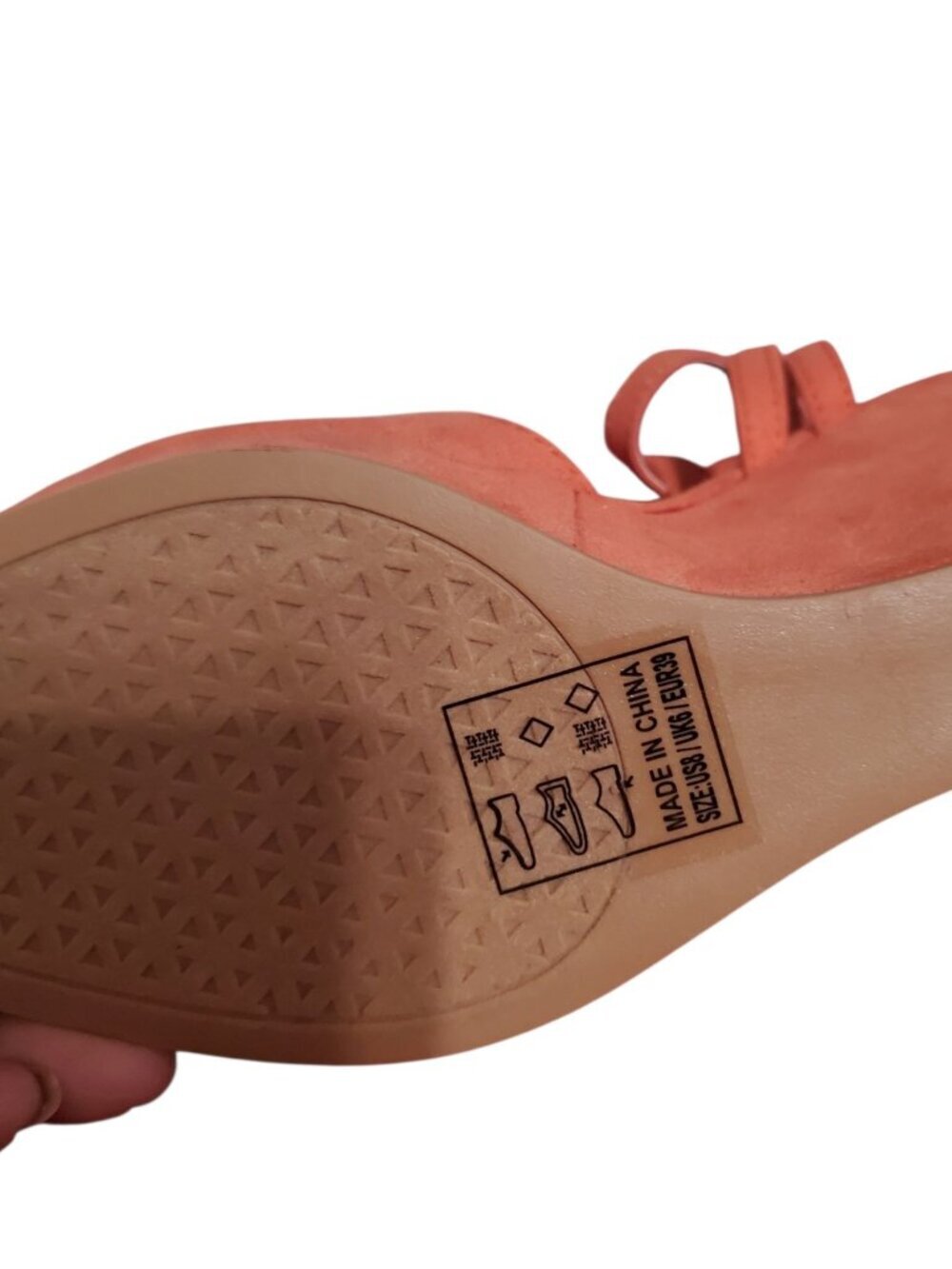 Qupid Shoe Strappy Wedge Sandals Open Toe Ash Coral Size 8 - Picture 9 of 11